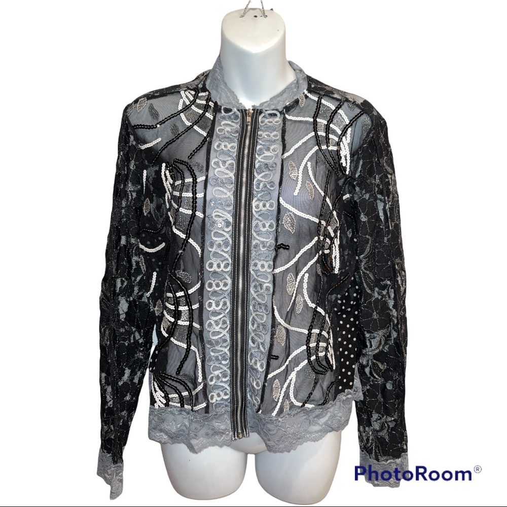 Jaipur lace Jacket black and silver size large